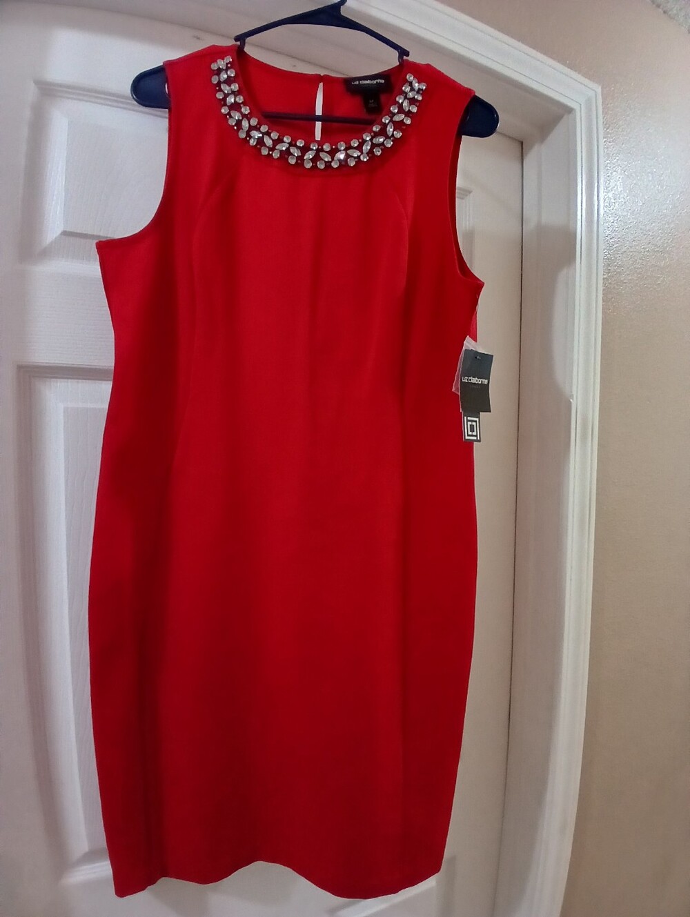 Liz Claiborne Red Jewel-Neck Sheath Mini Dress